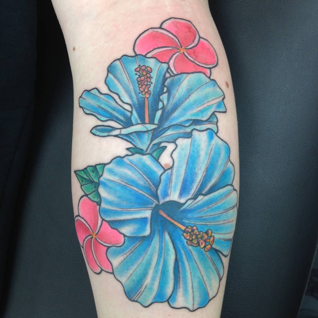 blue hibiscus tattoos