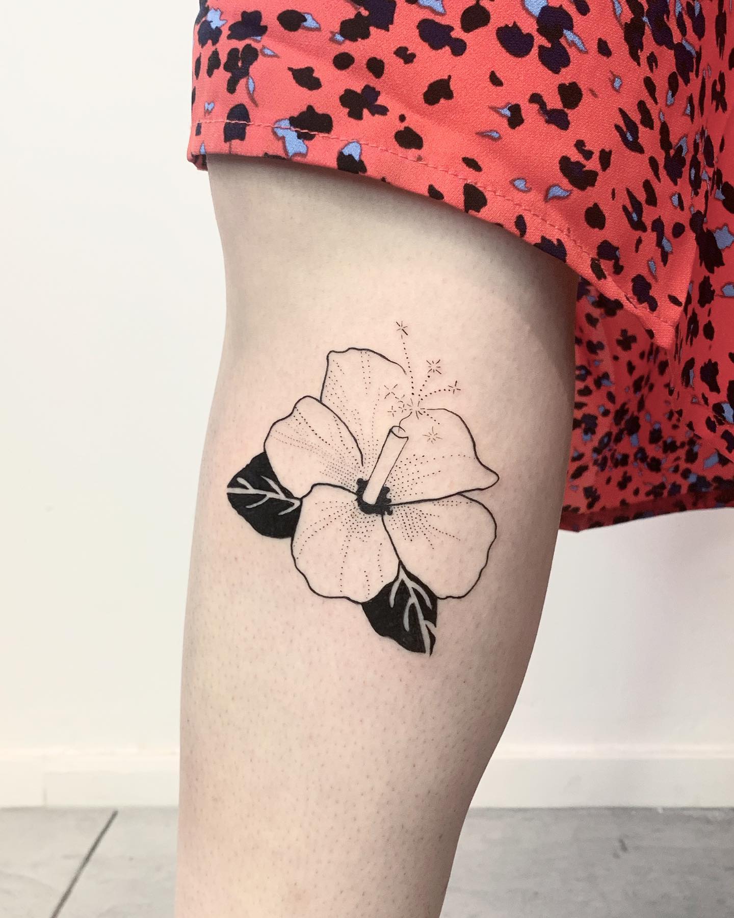 hibiscus outline flower tattoo