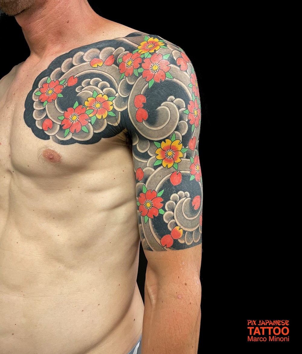 sakura męskie tatuaże na ramionach