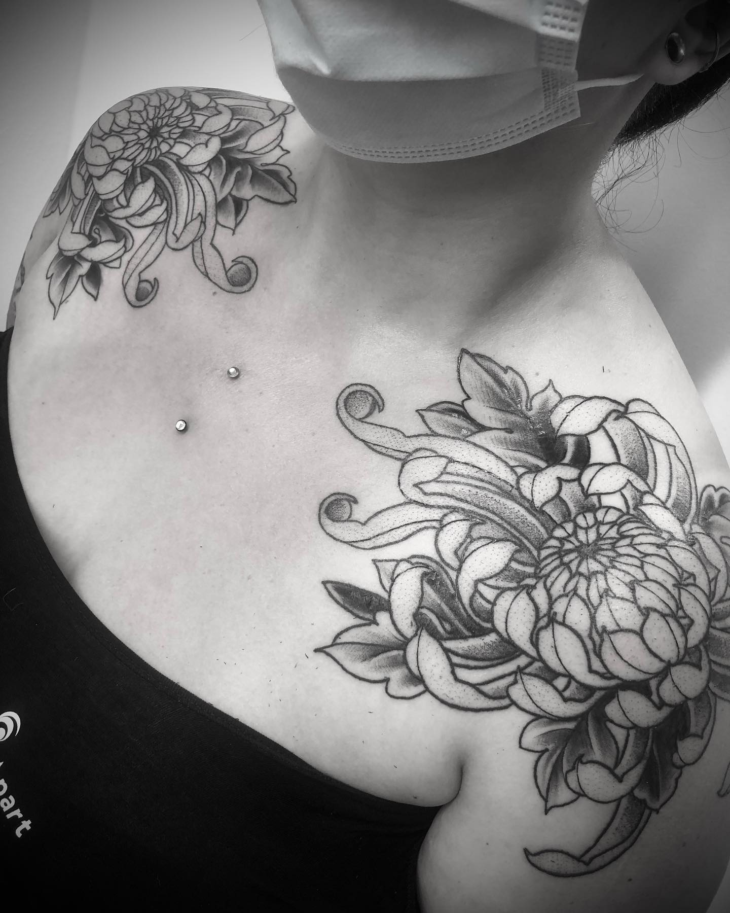 japanese chrysanthemum shoulders tattoo