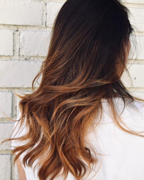 Long brown hair with layers