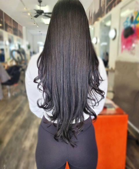 Long layered V-Cut Wave