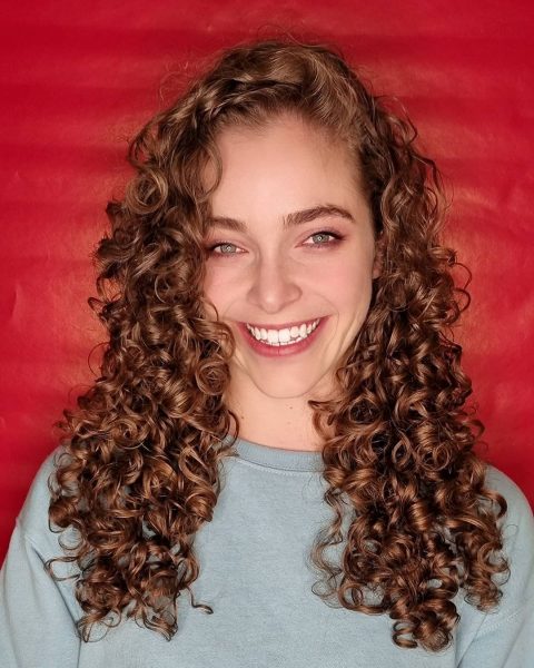 Long curly hair with short layers