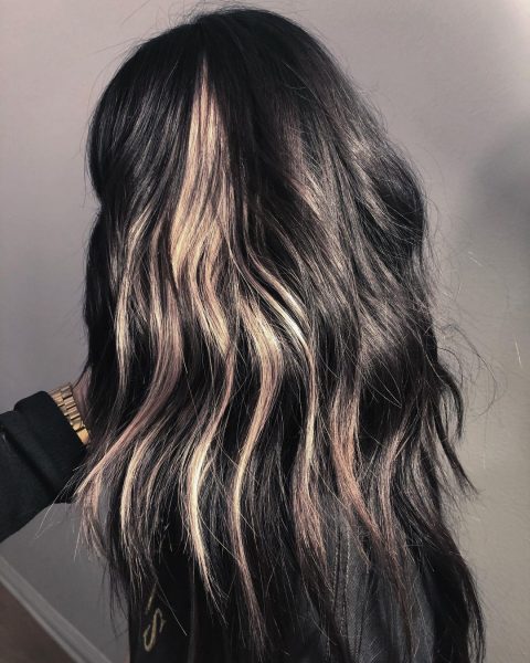 Long layered black hair