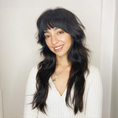 Latina long layered haircuts with bangs