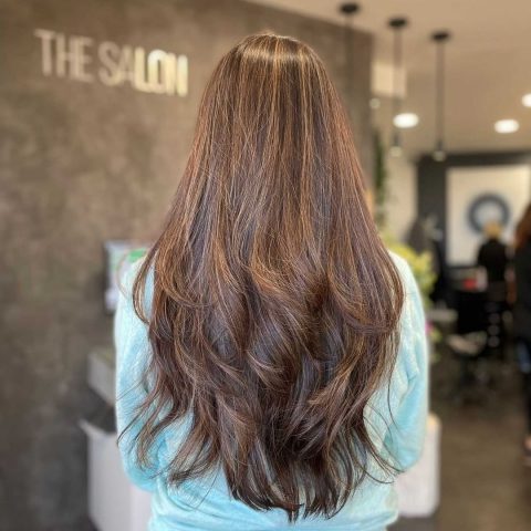 Brunette hair with textured layers