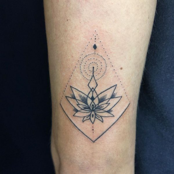 Geometric Lotus Flower Tattoo