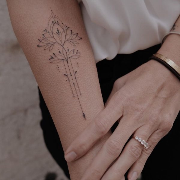 Outline Lotus Flower Tattoo