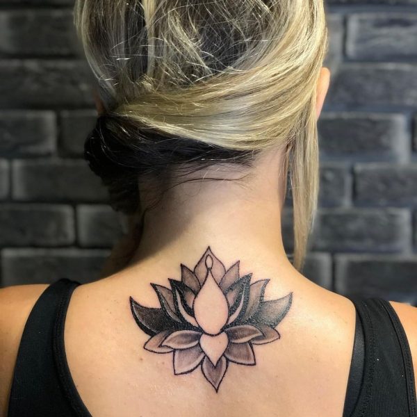 Simple Lotus Tattoo on Back