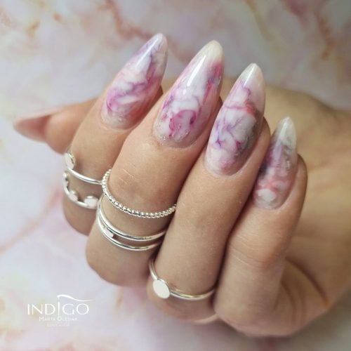Acrylic Marble Almond Nails