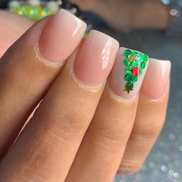 Nail Design with Christmas Tree