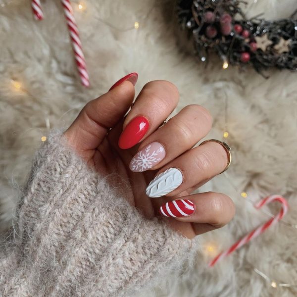 Almond Christmas Nails