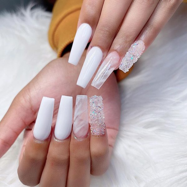 Winter White Acrylic Nails