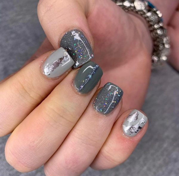 Gray Christmas Nails