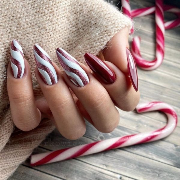 Red and White Christmas Nails