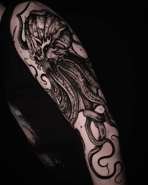 Half Sleeve Octopus Kraken Tattoo