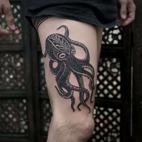 Octopus Thigh Tattoo