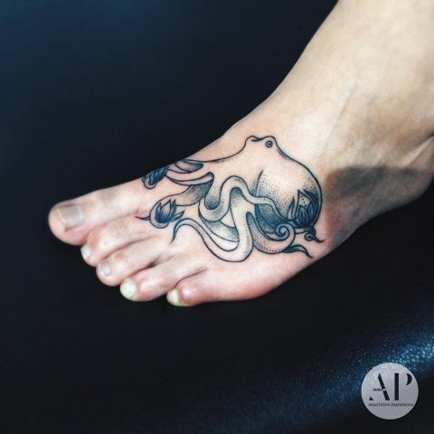 Small Octopus Foot Tattoo