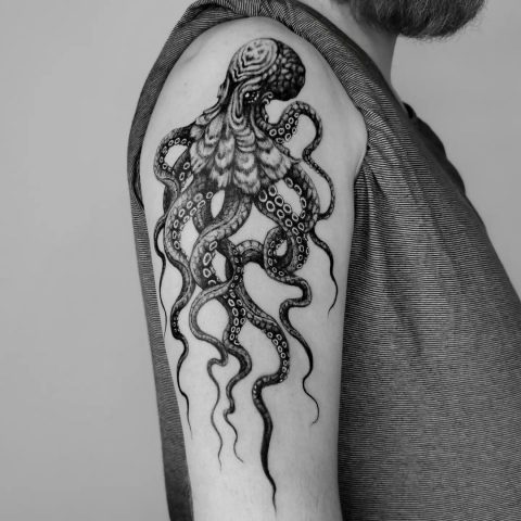 octopus shoulder tattoo for men