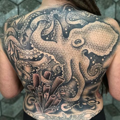 Octopus Full Back Tattoo