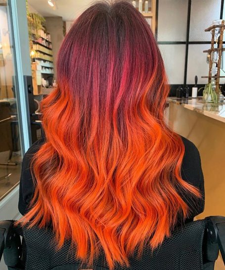 Orangefarbenes Ombre-Haar