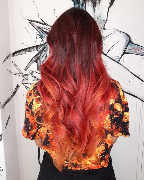 Brown to red ombre