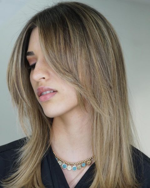 Blonde ombre with bangs