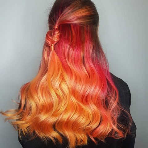 red orange yellow ombre hair