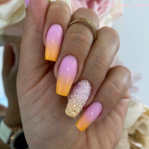 Pink and Orange Ombre Nails