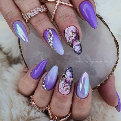 Fioletowe Ombre Nail Art
