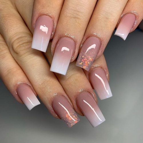 White and Brown two tone Ombre Nails