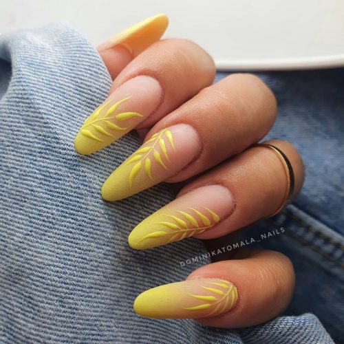 Yellow Almond Ombre Nails
