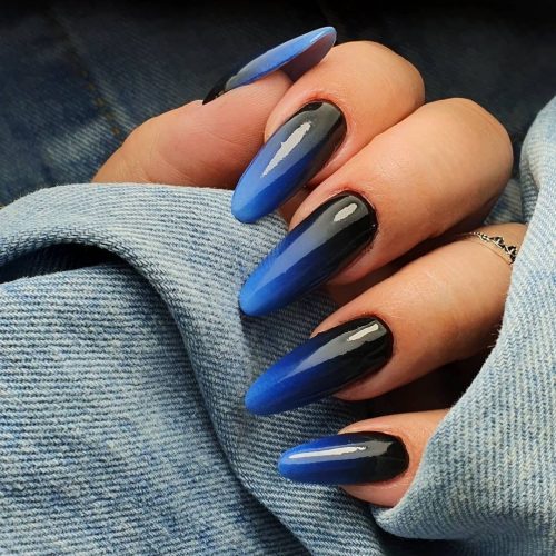 Black and Blue Ombre Nails