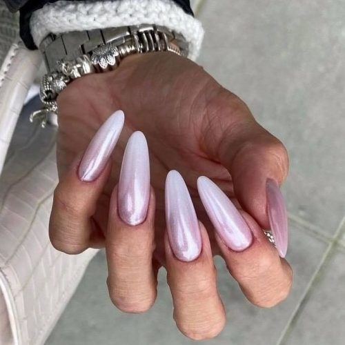 Pink Chrome Ombre Nails