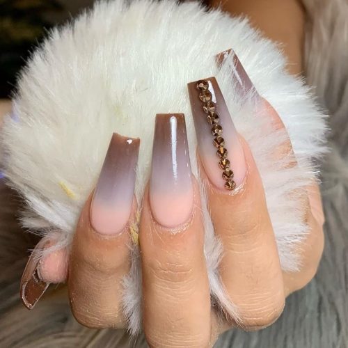 Pink and Brown Ombre Nails
