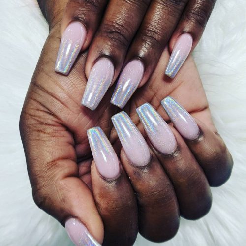 Manicure Ombre w kolorze różowo-srebrnym