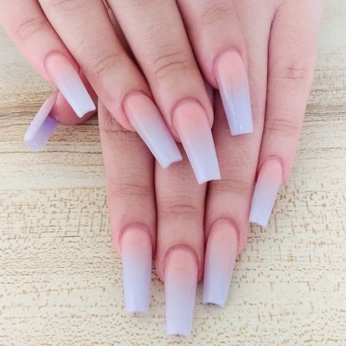 Pink and Purple Pastel Ombre Nails