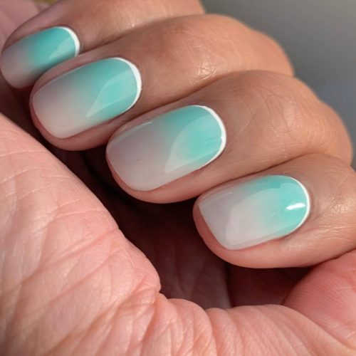Short Ombre Nails with White Lunula