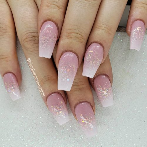 French Ombre Nails with Glitter