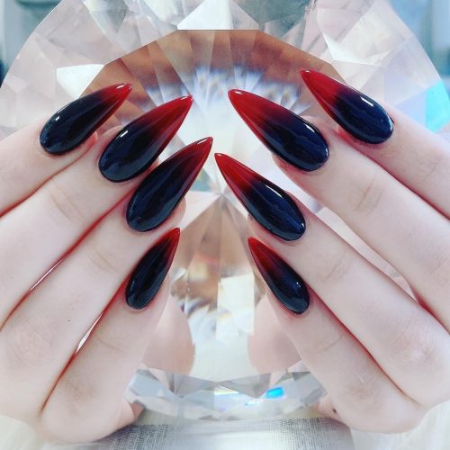 Black and Red Stiletto Ombre Nails