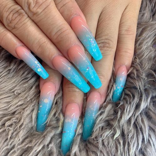 Long Coffin Ombre Nails