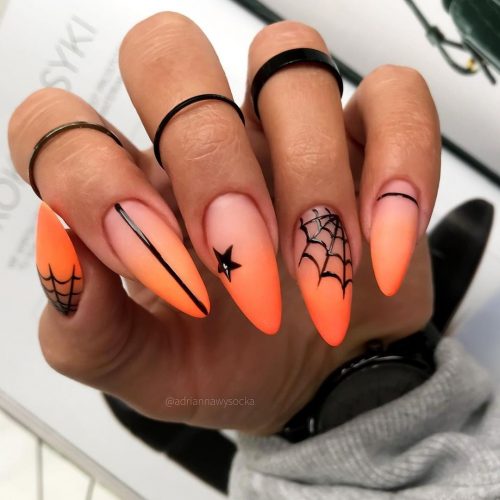 Pomarańczowy manicure na Halloween