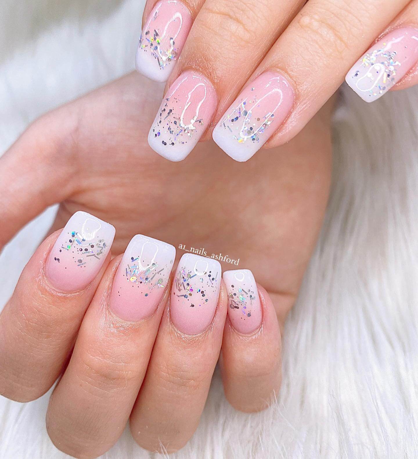 neutral pink and white nails