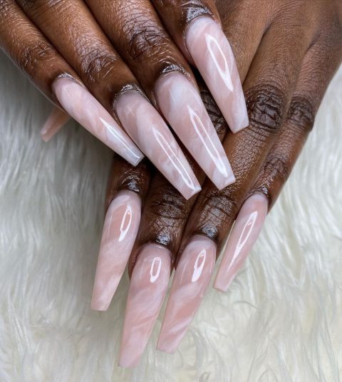 Pink Marble Nails