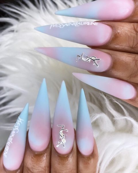 Pink and blue ombre nails