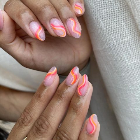 Pink and Orange Nails