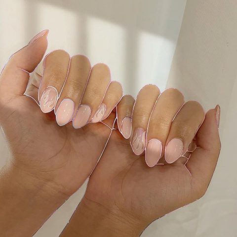 Baby Pink Oval Nails