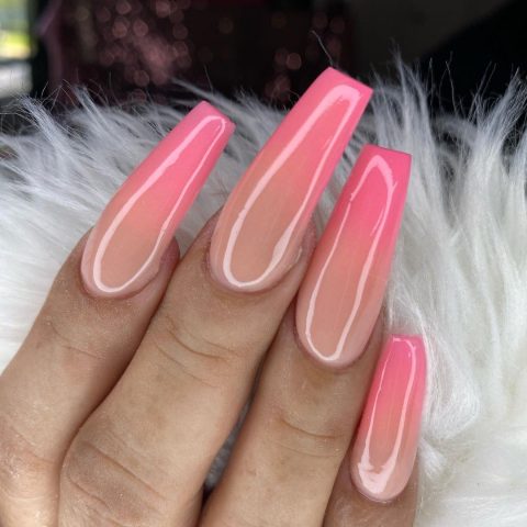 Pink Nude Coffin Nails