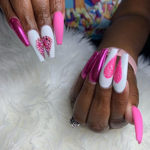 Pink Sparkles Nails
