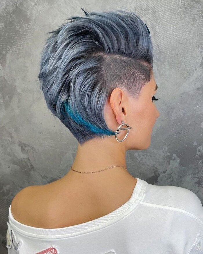 Photo of Woman With Edgy Long Pixie Bob With Undercut